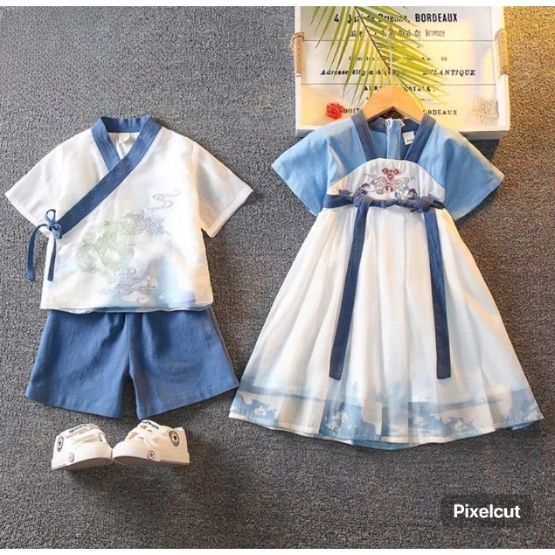 Qipao Hanfu Anak Perempuan Anak Laki-Laki Baju Imlek Baju Tradisional Chinese China