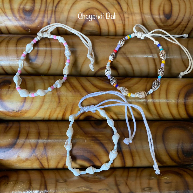 Ghayandi Bali Gelang Kerang Bali / Gelang Tangan Kerang pici / Gelang Kerang Tali Shambala / Gelang 