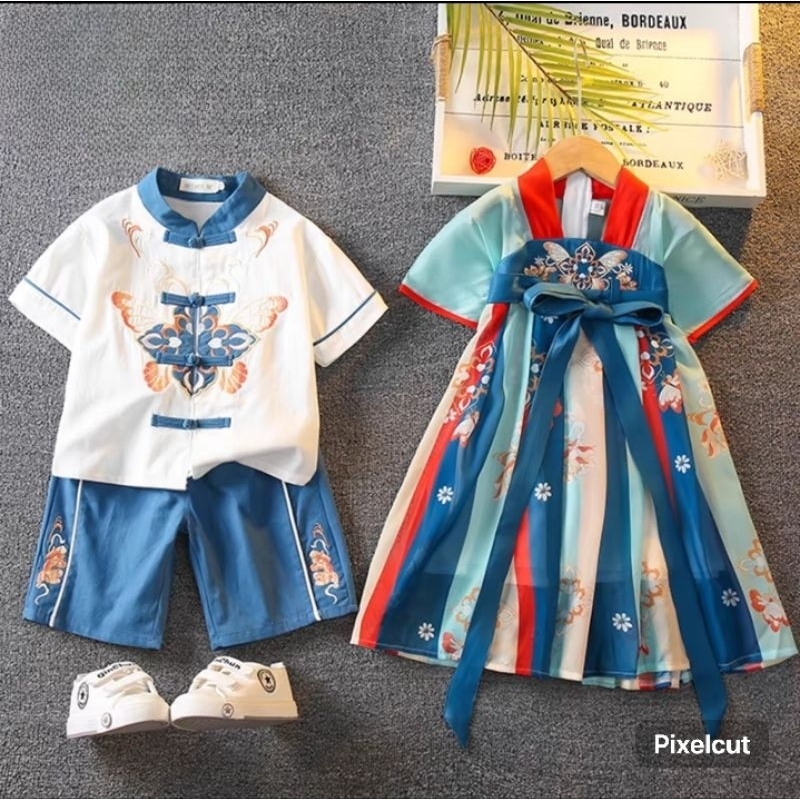 Qipao Hanfu Anak Perempuan Anak Laki-Laki Baju Imlek Baju Tradisional Chinese China