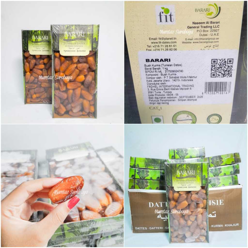 

BARARI Deglet Nour Kurma Tunisia Curah 1Kg Premium Dates High Quality Tekstur Kering dan Lembut