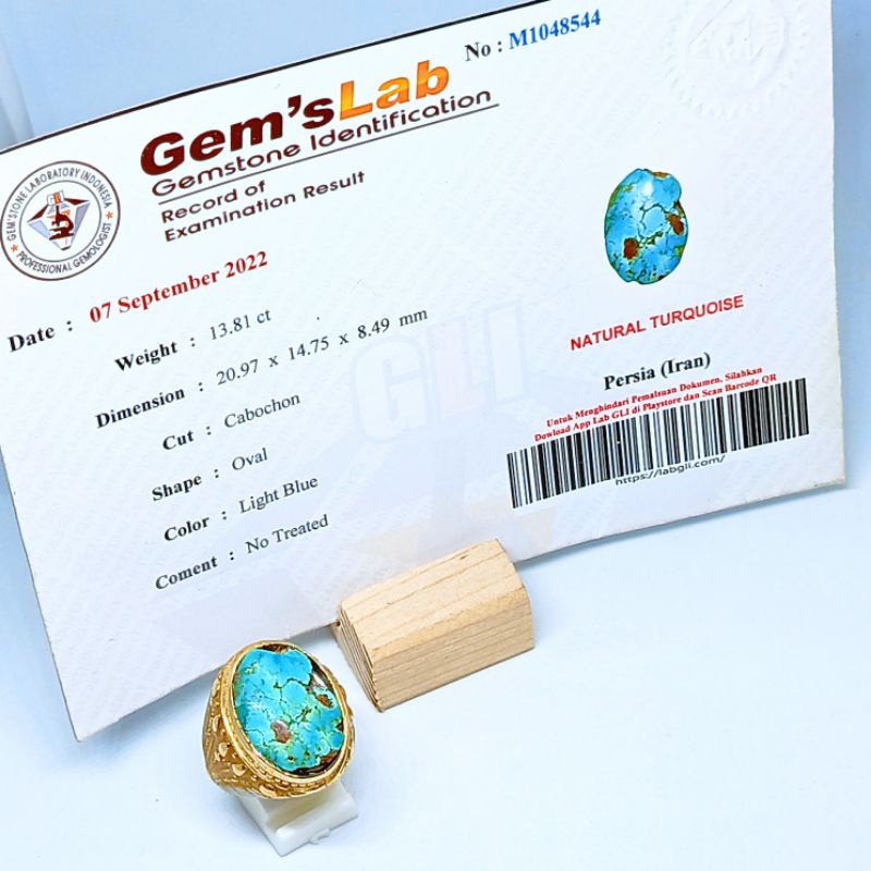 Cincin Natural Pirus Persia (Turquoise) + Memo