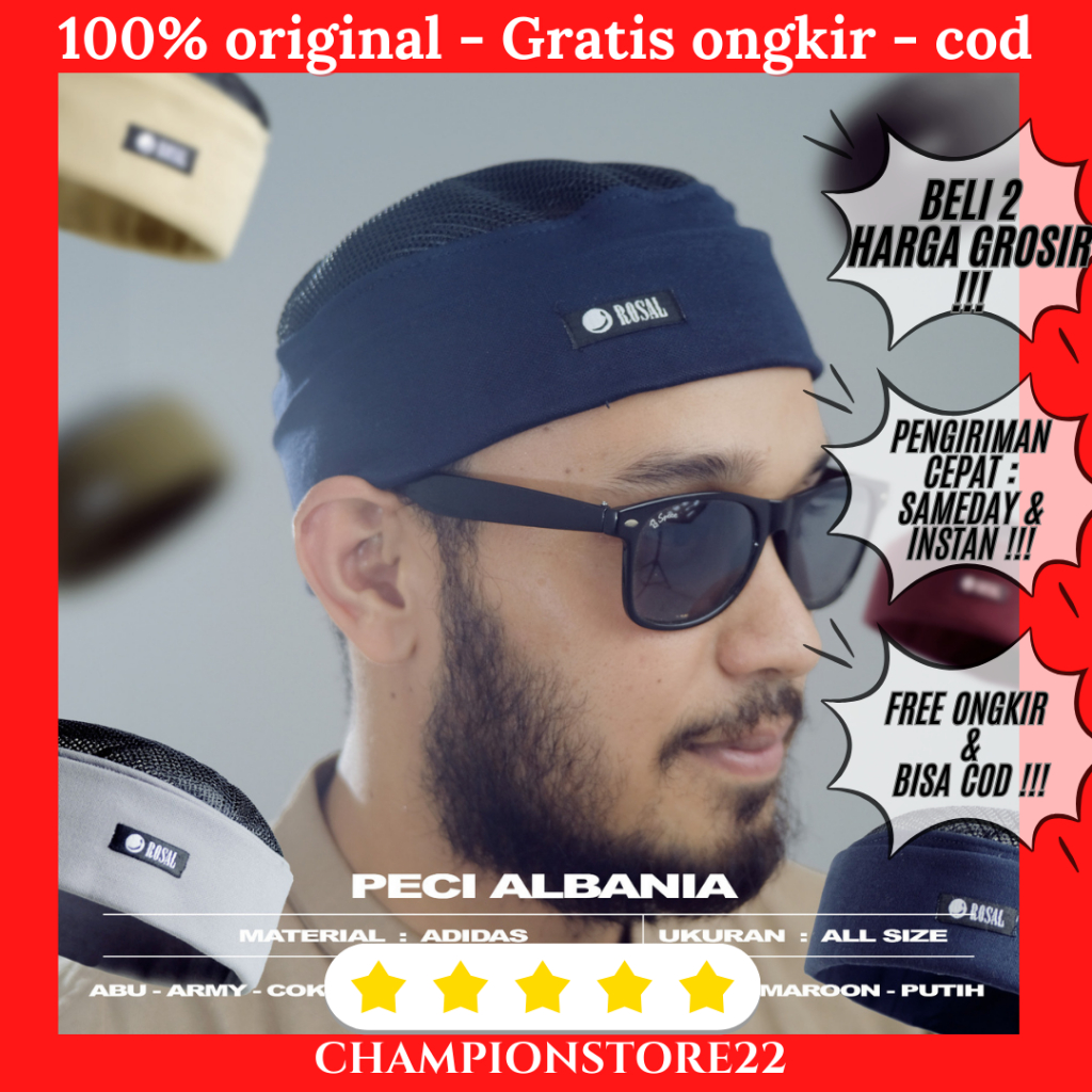 Peci Rosal Albania Peci Lipat Praktis Variasi Jaring Atas Kopiah Dewasa