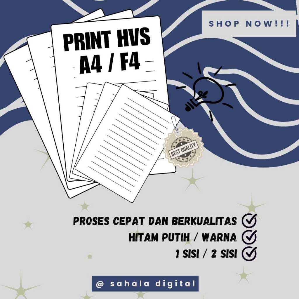 

PRINT / CETAK DOKUMEN HVS A4 / F4 HITAM PUTIH DAN COLOR MURAH DAN CEPAT