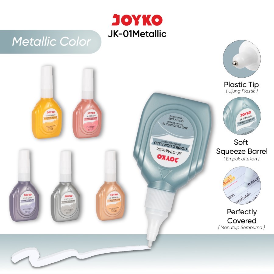 

Correction Fluid Cairan Koreksi Penghapus Cair Joyko JK-01 Metallic