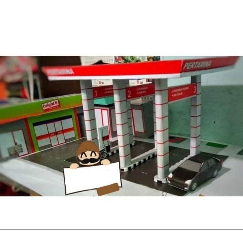 Diy Miniatur Papercraft SPBU Pertamina
