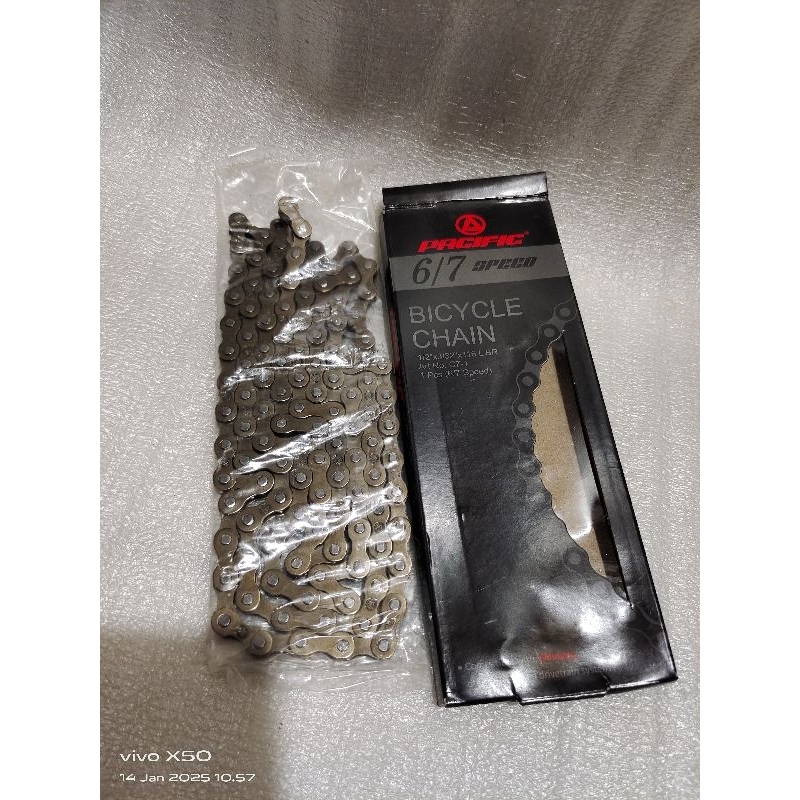 rantai sepeda 6/7 speed merk Pacific link 116 warna brown
