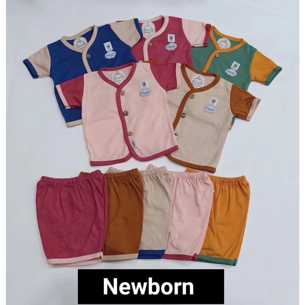 SETELAN BAYI NEWBORN POLOS GRADASI 0-3 BULAN SNI BB LUCKY BABY LUCKY