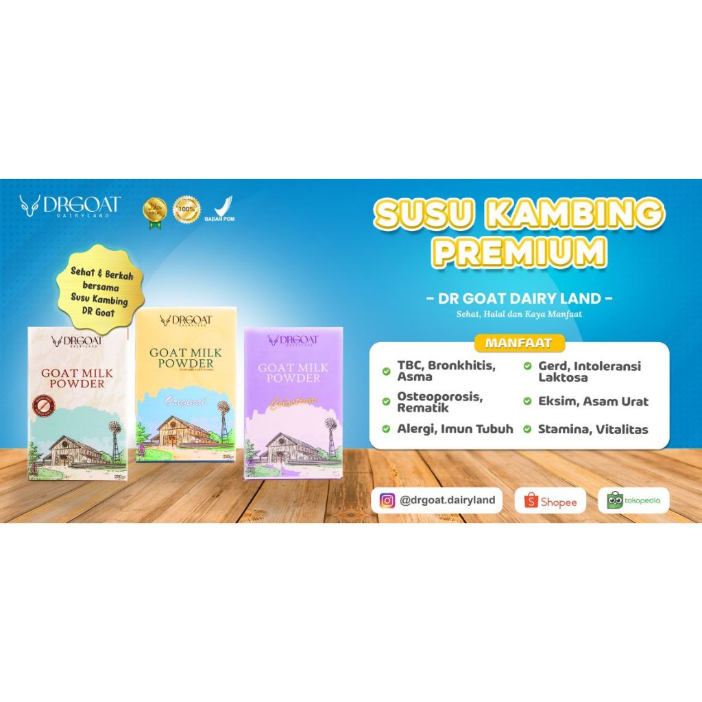 

DR.GOAT OFFICIAL- SUSU KAMBING BUBUK MURNI DR GOAT DAIRY LAND GOAT MILK POWDER HALAL BPOM SUGAR FREE