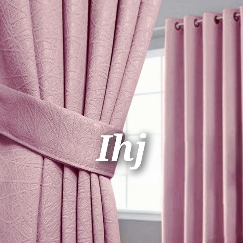 Gorden Jendela Dan Pintu Gordyn Blackout Import Polos Warna Ukuran Panjang Pendek Tirai 6 Gelombang