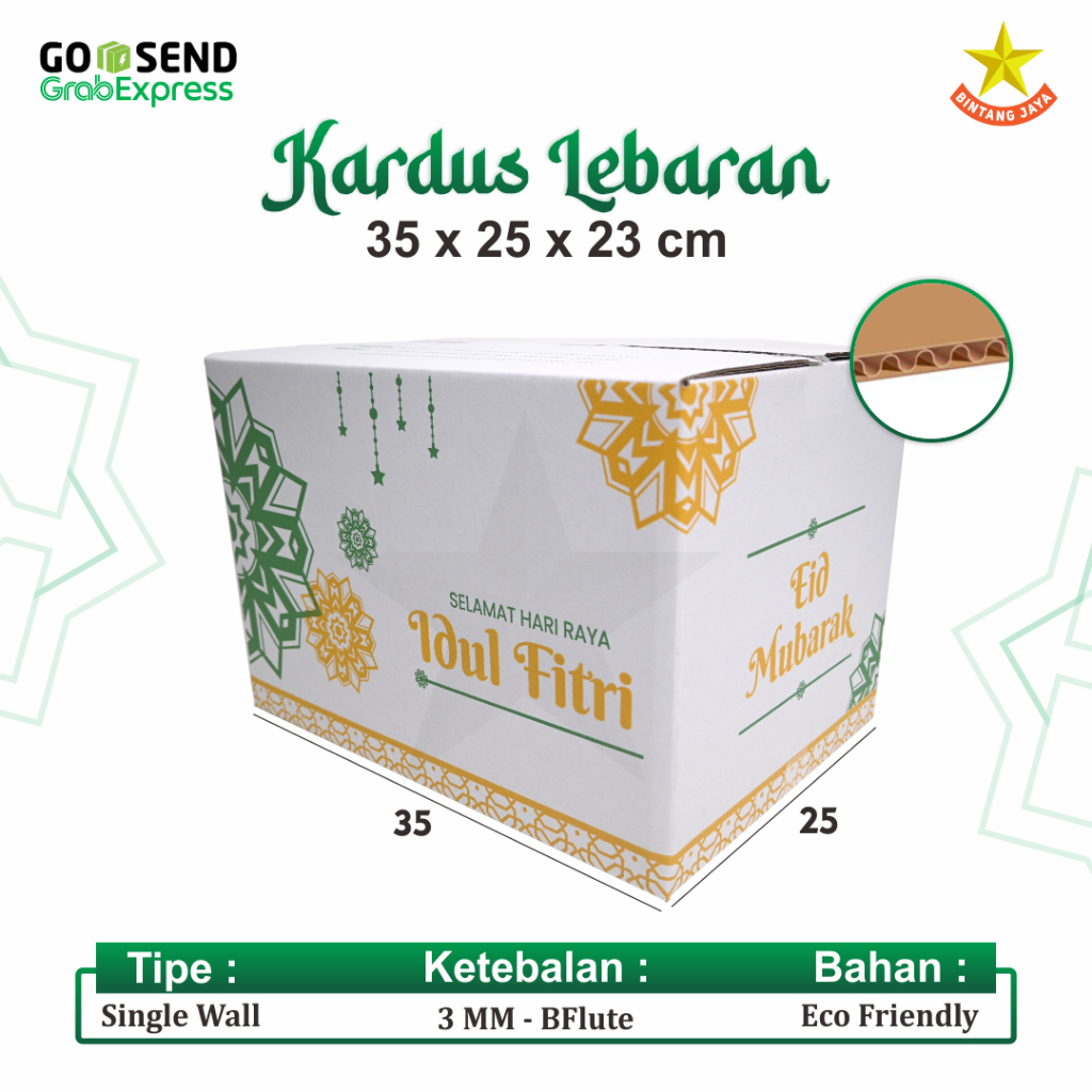 

Kardus Lebaran/Hampers/Parcel/Idul Fitri/Dus Paket - Putih 35x25x23 cm