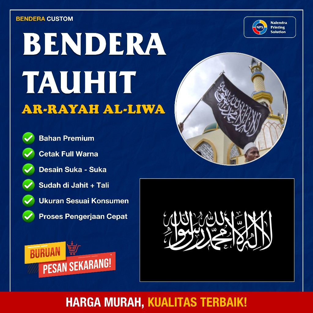 Bendera Custom Ar-Rayah Al-Liwa Bahan Premium