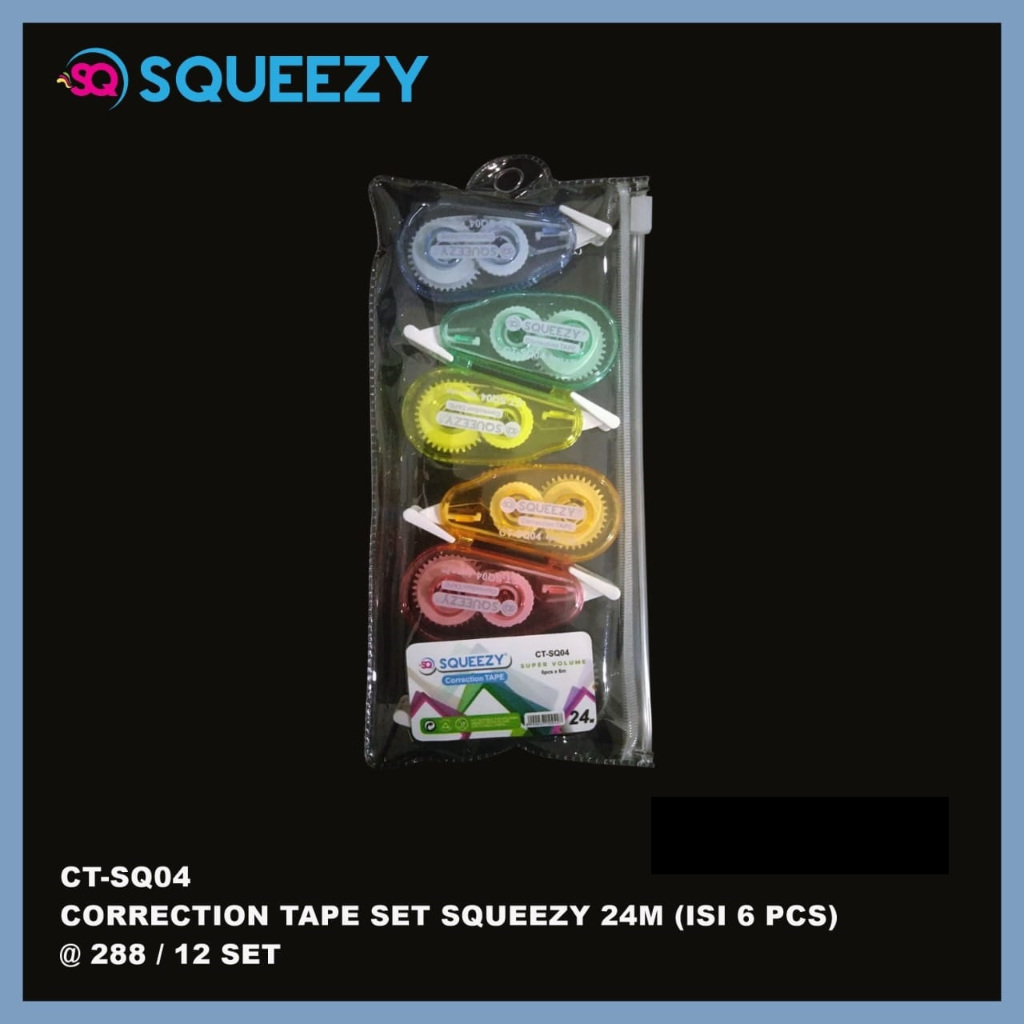 

[1 Set] Correction Tape Set 24M Squeezy CT-SQ04 / Penghapus Tipex Pita Kertas 24M Squeezy CT-SQ04