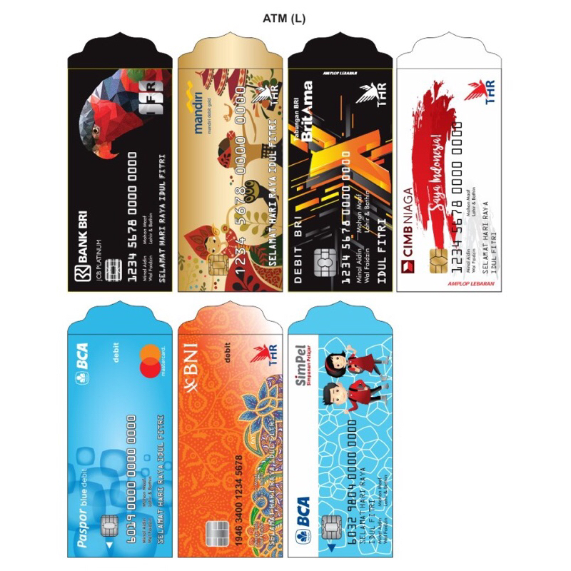 

Amplop angpau lebaran motif ATM Besar uk 17x8cm isi 10 lembar