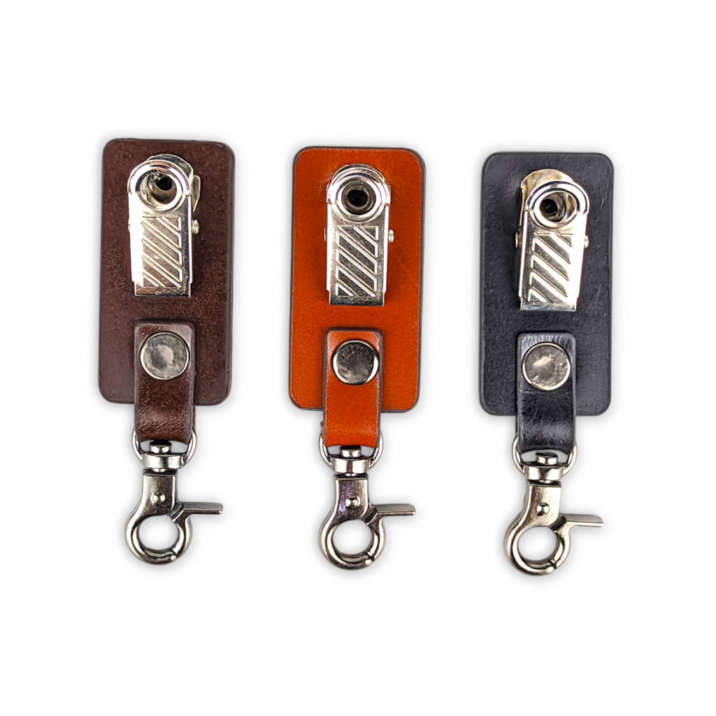 Penjepit Leather Name Tag/ Jepitan Pengait ID Card Kulit Sapi Asli