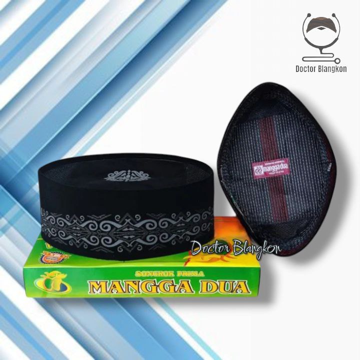 Kopiah Hitam Motif Batik Lukis Gliter Ukuran Jumbo Tinggi 10 | Peci Hitam Santri Keren Busana Muslim