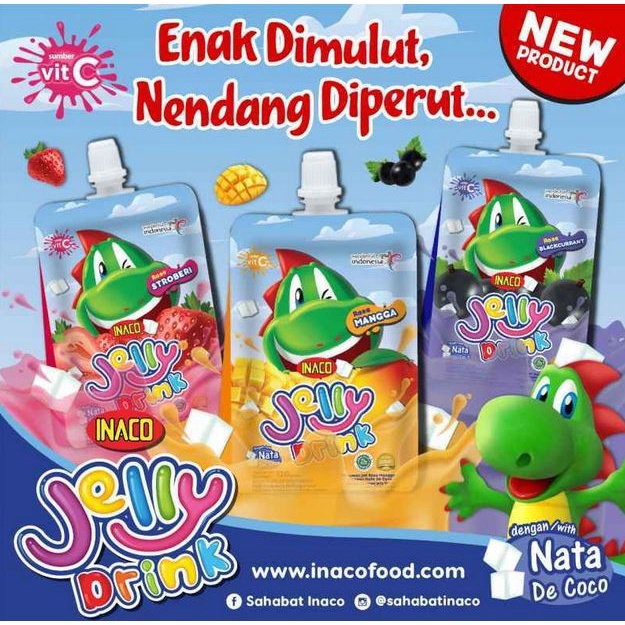 

Inaco Jelly Drink - Rasa Stroberi, mangga, blackcurrant 135g cocok untuk snack ultah dan camilan | jeli |