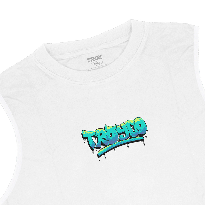 Troy Company Tshirt Singlet White Water Horn - Kaos Pria Tanpa Lengan Putih TS 2911