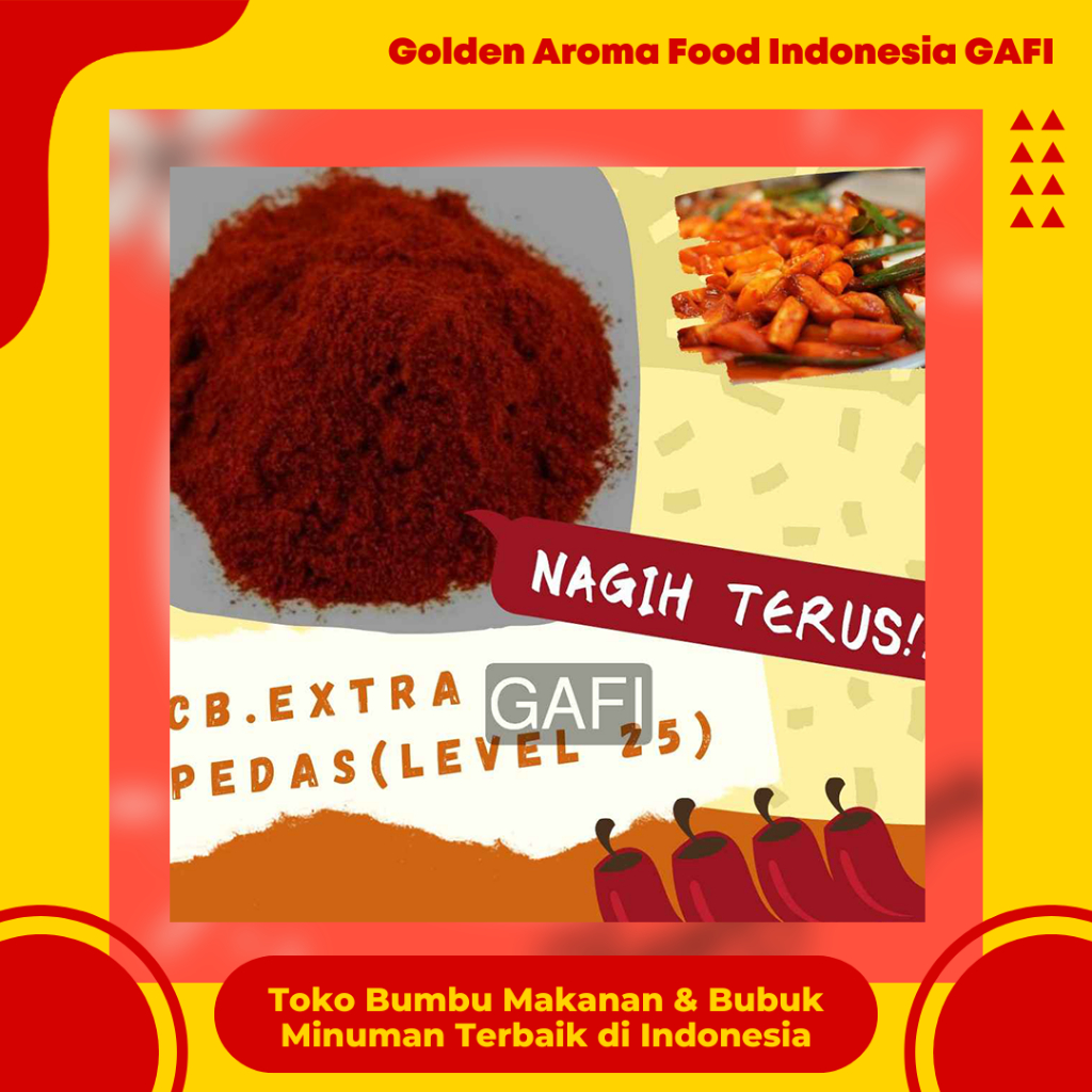 

GAFI Food Cabe Bubuk Exstra Pedas (Level 25) 1 Kg Enak Lezat Murah Halal, Extra Hot Chili Powder (Level 25) 1Kg
