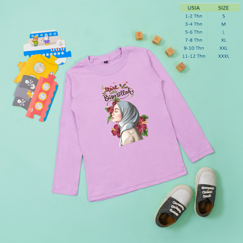 Baju Kaos Anak Perempuan Lengan Panjang Usia 1-12 Tahun Kaos Anak perempuan Kekinian Baju Kaos Anak 