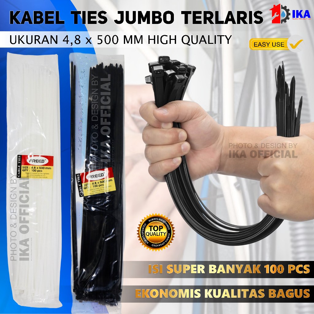 

Kabel Ties Cable tie 4.8x500 50cm 4,8 X 500 MM 50 CM 4.8 500MM 4,8X500 PENGIKAT / Kabel Ties Tis 50 Cm 100 Pcs Cable Tie Tali Ikat Plastik Serut Tarik / Kabel Ties Hitam Putih 4.8 x 500 isi 100 buah / Kabel ties 4.8x500mm Warna PUTIH/HITAM 1PACK Isi 100PC