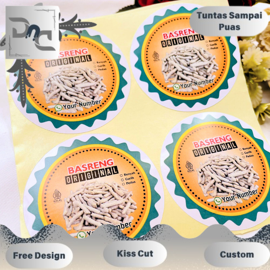 

2-4 Dnd Sticker Makanan Cemilan Basreng Stiker Label Produk Jajanan Bulat Chromo Free Desain U.Kecil