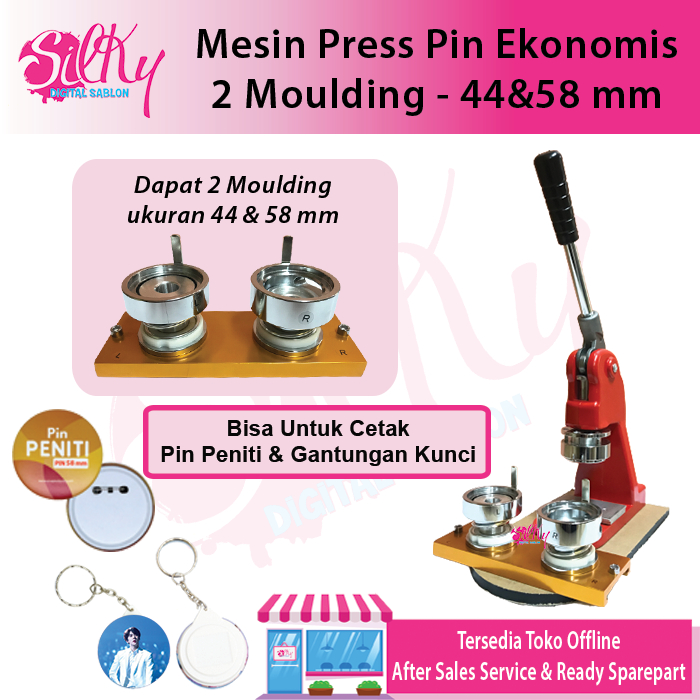 Mesin Press Pin Standar 2 Moulding (Bisa Custom Ukuran) | Alat Cetak Pin Manual | Alat Cetak Peniti 