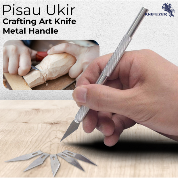 

Metal Handle Hobby Craft Knife / Pisau Alat Ukir Seni Aluminium - 4 Pcs Mata Pisau
