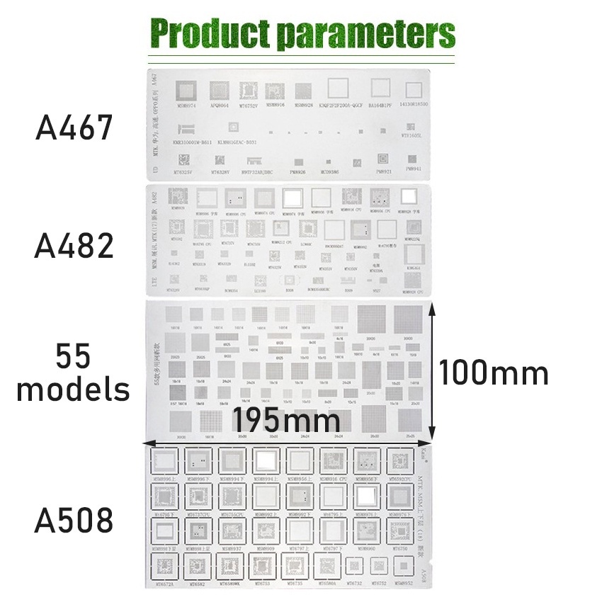 4pcs/Set Cetakan IC Hp Plat Bga Universal Cetakan IC Cpu Plat Ponsel Type Universal Cetakan
