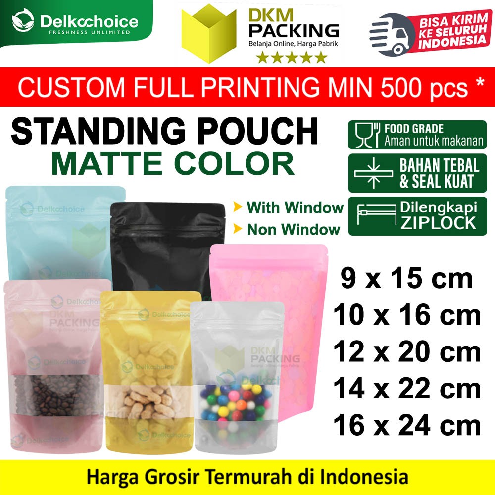 Standing Pouch MATTE COLOR Plastik Klip Kemasan Berwarna DELKOCHOICE PREMIUM TERMURAH