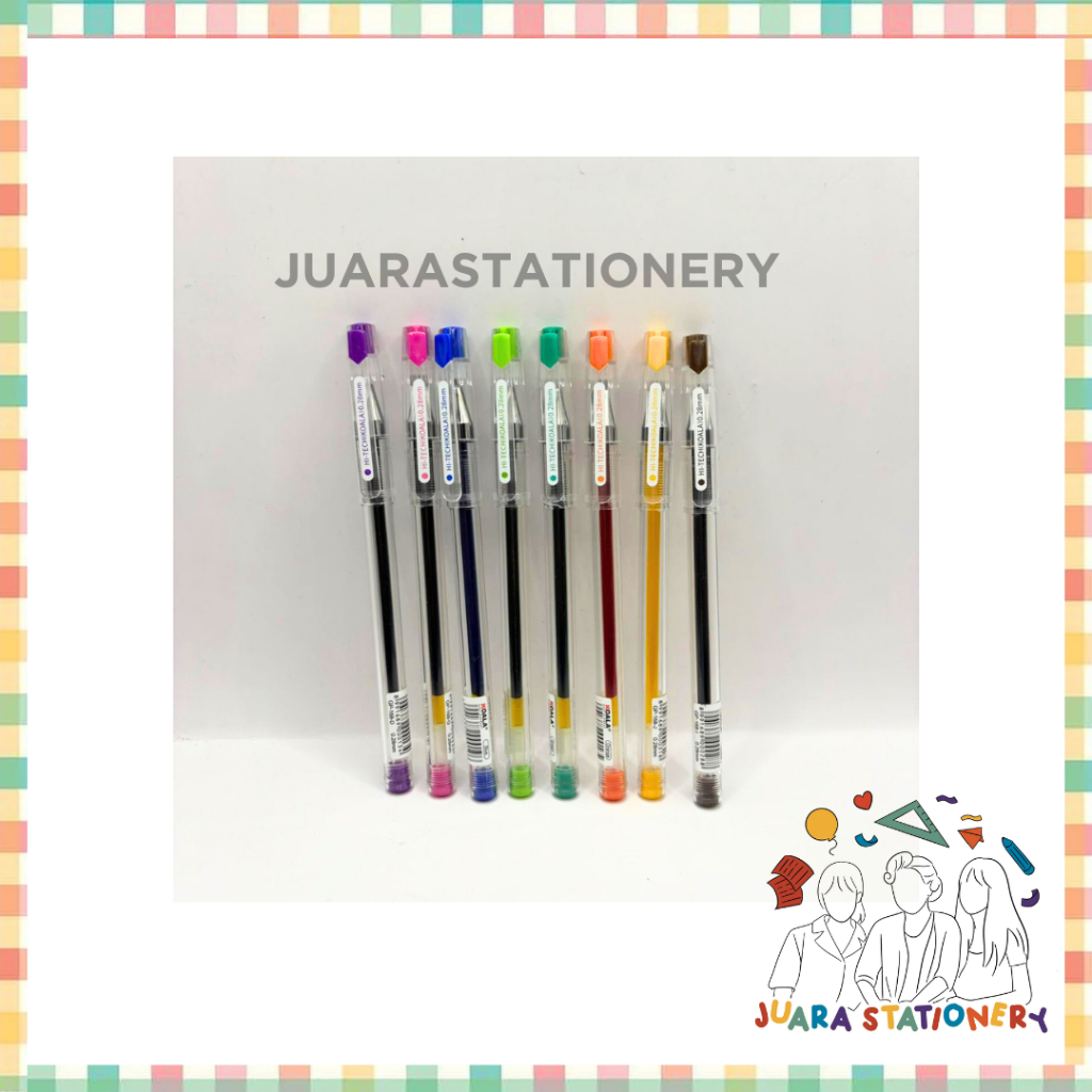 JUARASTATIONERY Pulpen Gel Warna Pulpen Pink Oren Ungu Hijau (SATUAN)