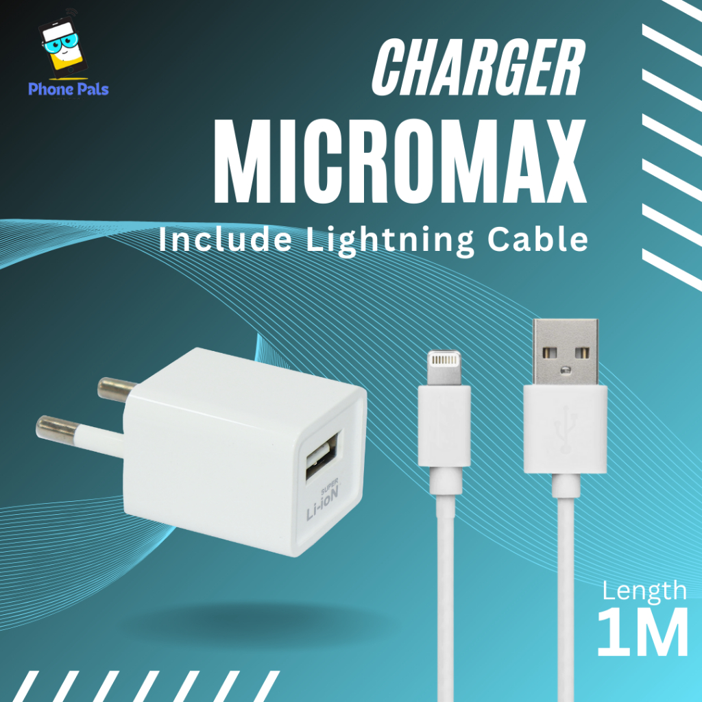 CHARGER HP MICROMAX (5W) SUPER LI-ION+ KABEL DATA MICRO/IPHONE