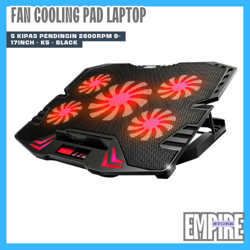 FAN Cooling Pad Laptop 5 Kipas Pendingin 2600RPM 9-17Inch - K5/Aksesoris Komputer/Sparepart Komputer