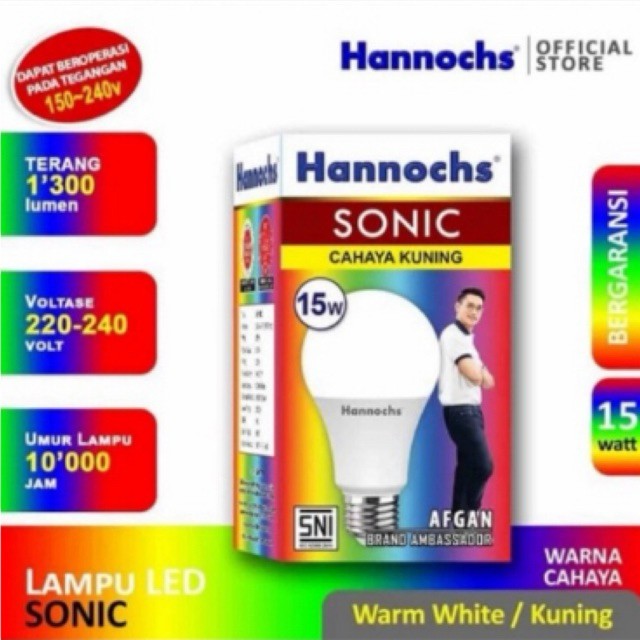 Lampu Bohlam Hannochs Variant Sonic 15 Watt Cahaya Kuning - Hannochs Lampu LED Sonic 15 Watt - Cahay