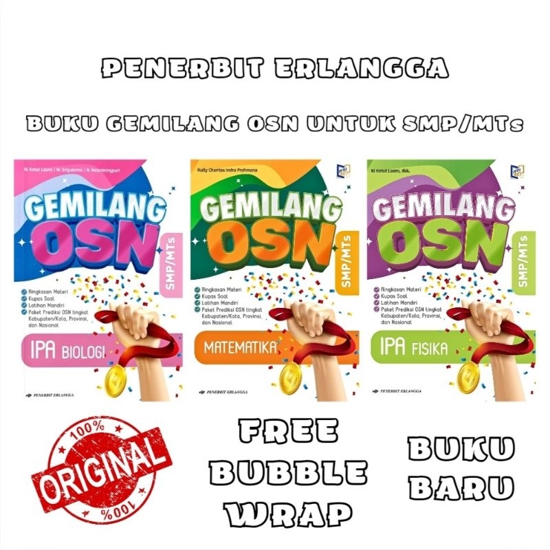 GEMILANG OSN SMP/MTs Penerbit Erlangga Matematika Ipa Fisika Biologi - Buku Soal Original