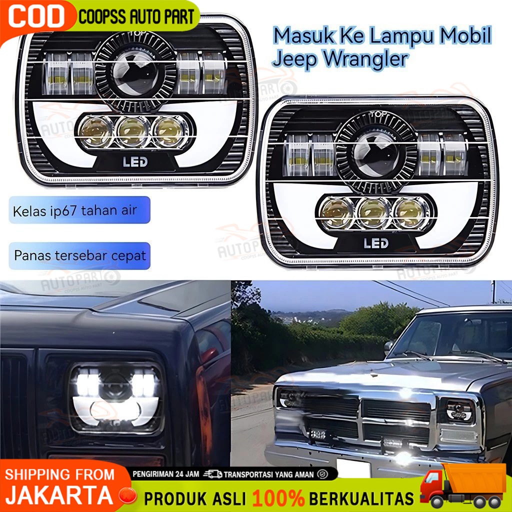 Lampu Led Depan Variasi Kotak LED 7x5 Inch Ori Import Dus Hitam Polos Bisa Untuk Lampu L300 Taft Kat