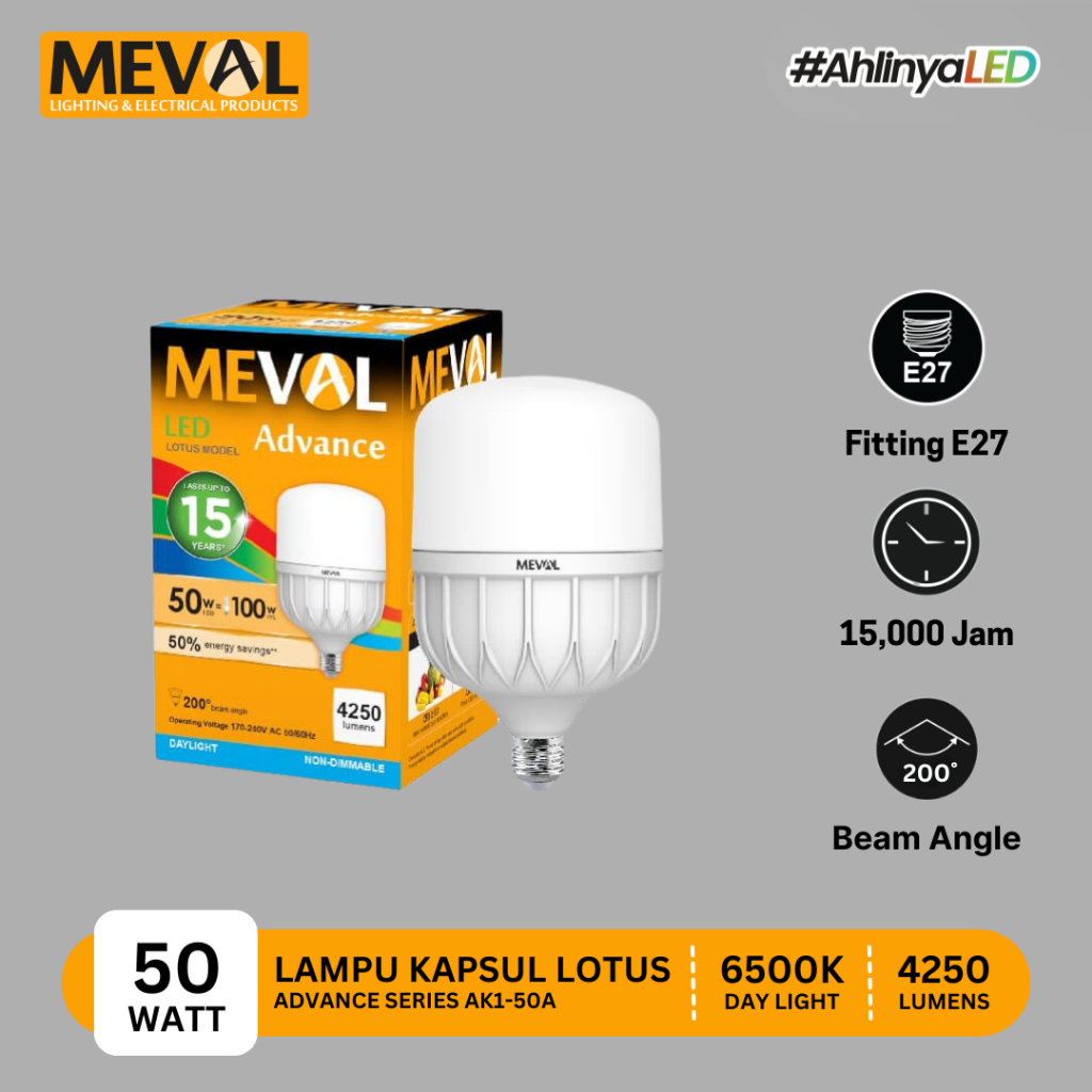 LED Kapsul Lotus 50W - Putih MEVAL