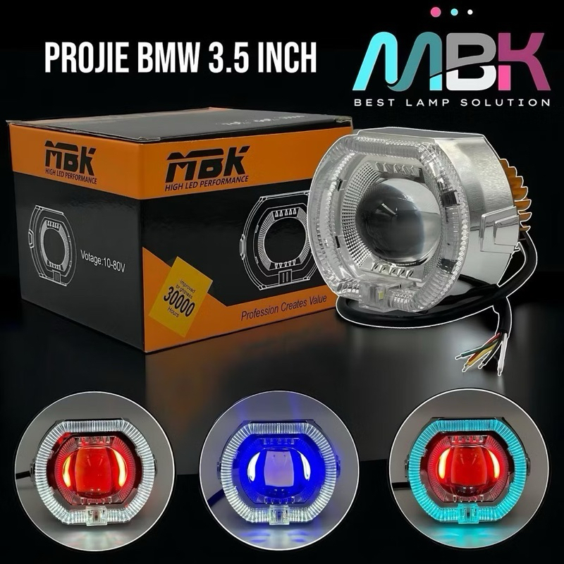 LAMPU PROJIE BILLED 3.5 INCH HEADLAMP BMW CAHAYA KUNING PUTIH UNIVERSAL MOTOR