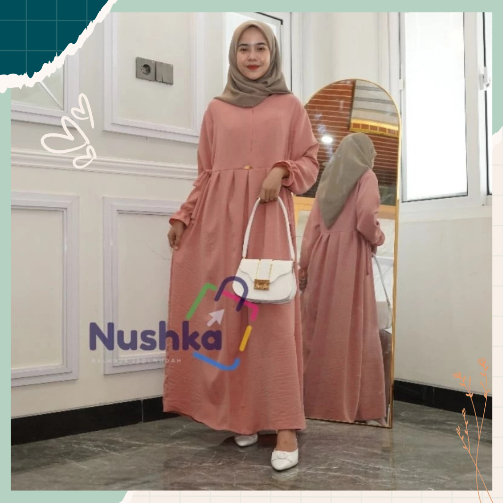 Dress Gamis Polos Drees Bordir Jumbo Homey Dres Rayon Busui Resleting Big size Rempel Fashion Muslim