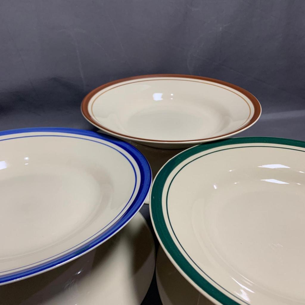 Piring Makan Keramik List Biru / Piring Makan / Piring Bulat / Piring Keramik 1 Lusin