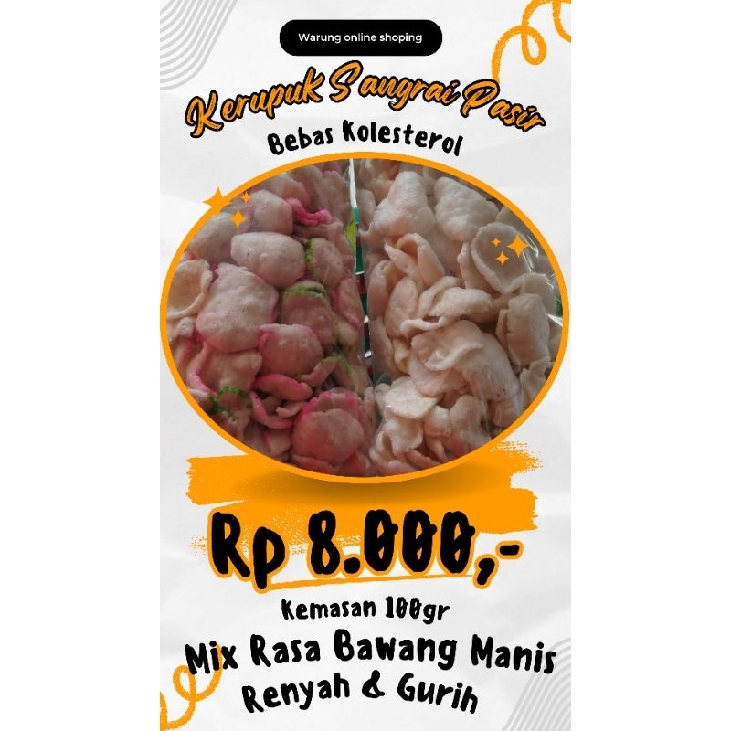 

Opak Opel 100gr Rasa Mix Bawang Manis Gurih & Renyah/Kerupuk Sangrai Pasir/Kerupuk Bebas Kolesterol