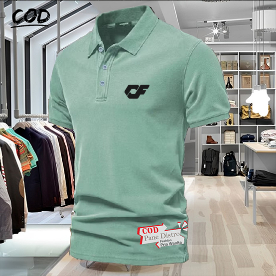 Kaos Poloshirt CF Tex Hitam/Baju Kaos Kerah Dewasa/T-shirt Poloshirt Pria Dan Wanita.Model Terbaru D