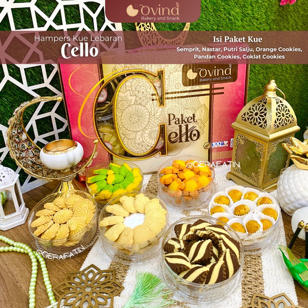 

PAKET OVINA KUE KERING CELLO ISI 6 TOPLES PARSEL LEBARAN HAMPERS IDUL FITRI 2025