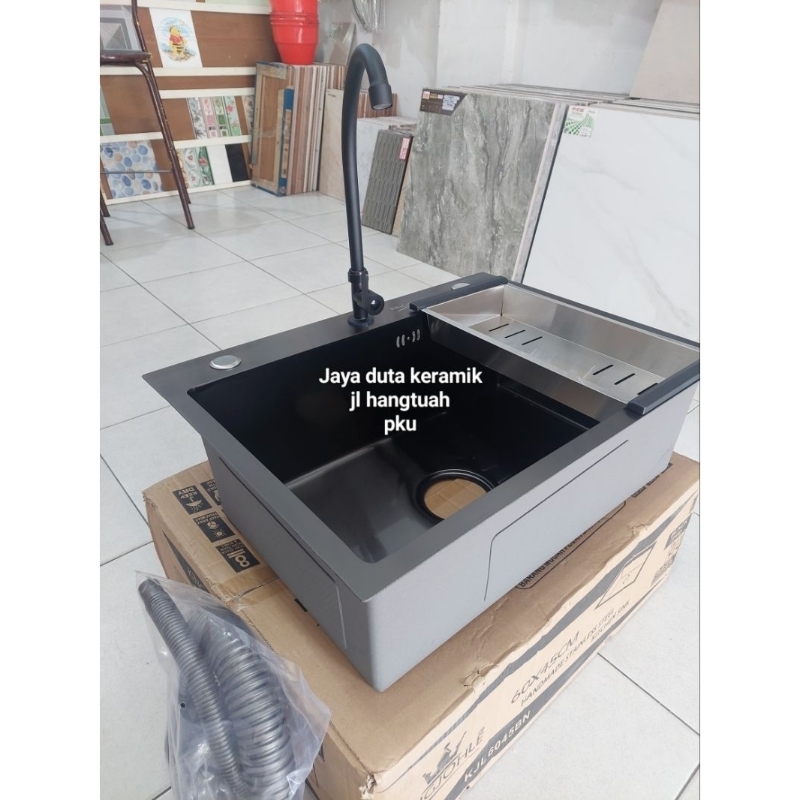 kitchen sink black 1 lubang/ bak cuci piring 1 lubang hitam/wastafel cuci piring
