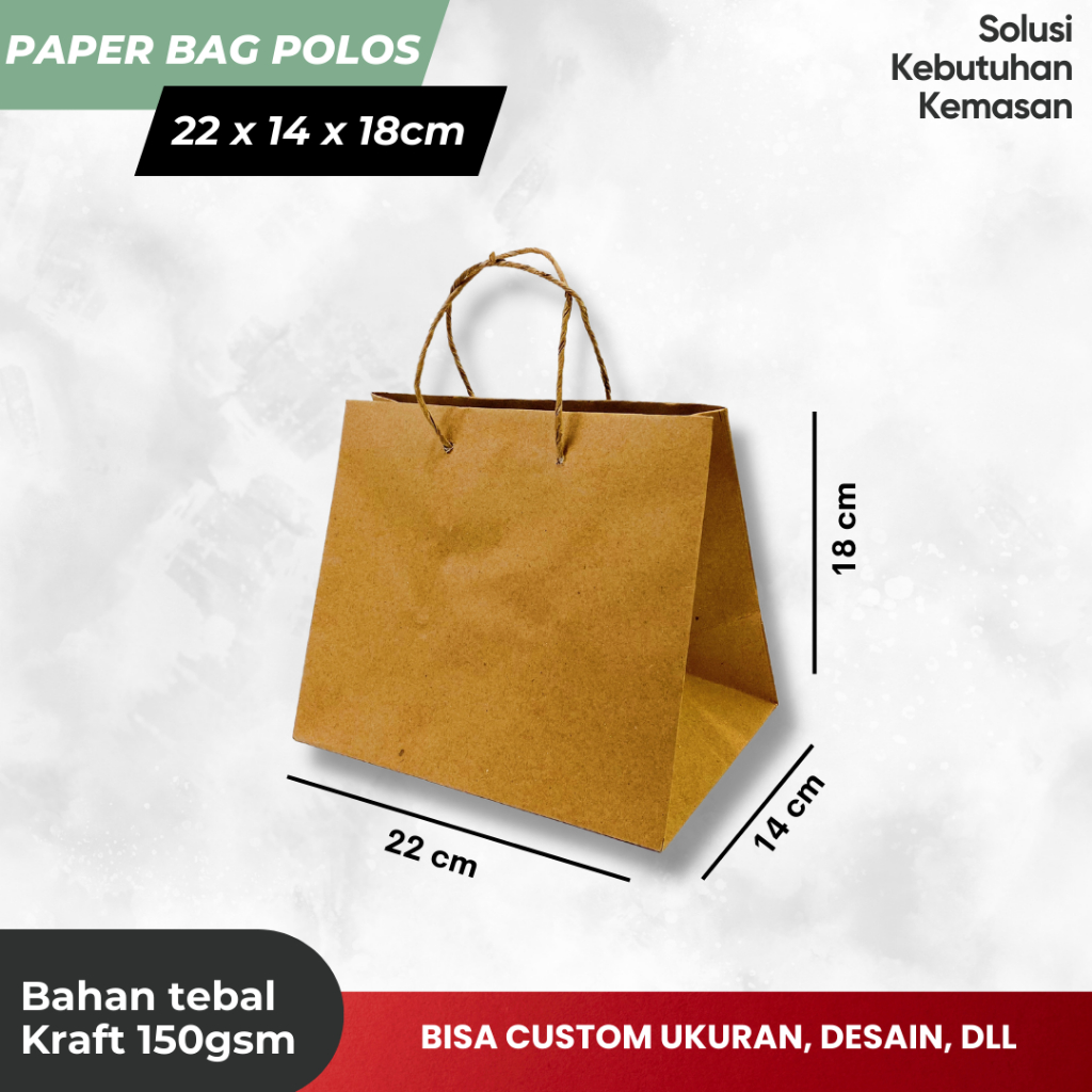 

Paperbag / Paper bag Polos / Tas Kertas ukuran 22 x 14 x 18cm