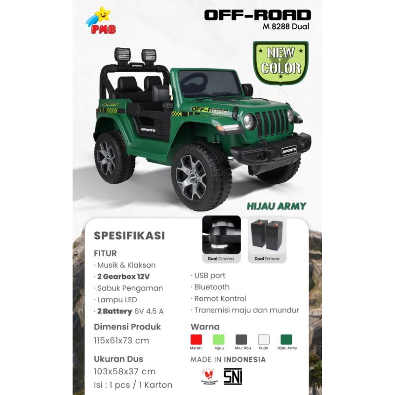 MAINAN MOBIL AKI ANAK PMB M8288 OFF ROAD / PMB M 8288