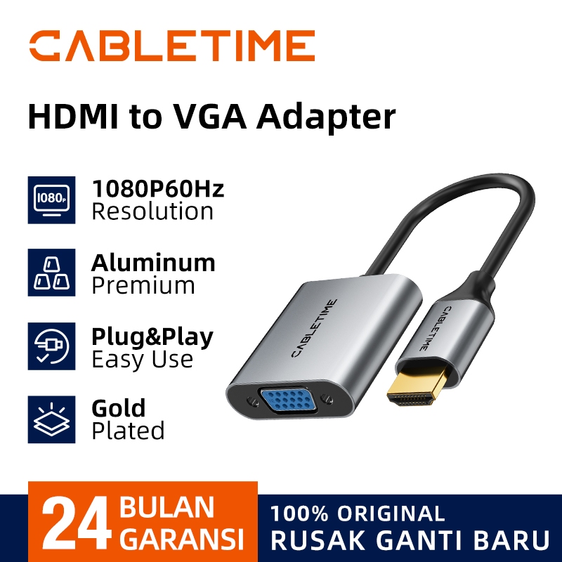 CABLETIME Converter HDMI to VGA Adapter FHD Full HD 1080p @60Hz CP53