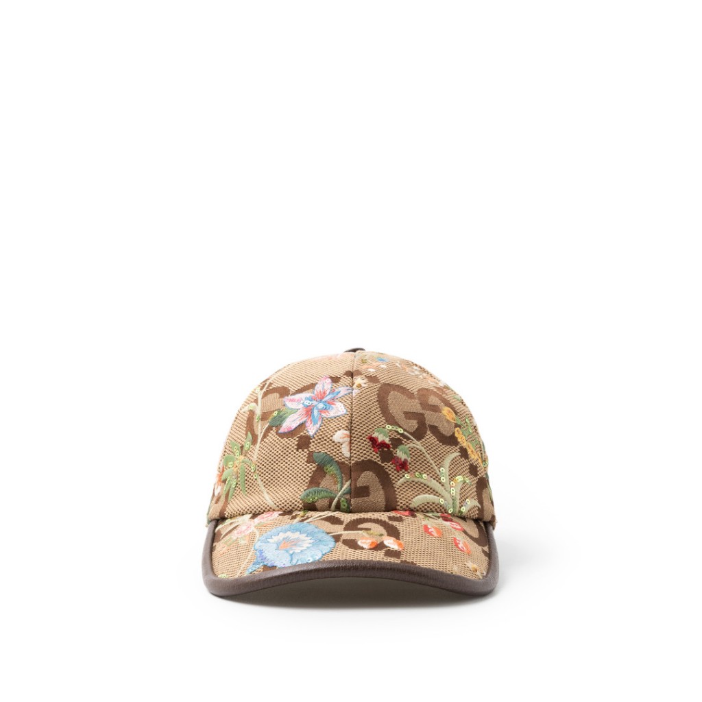 Jumbo GG cap with floral embroidery