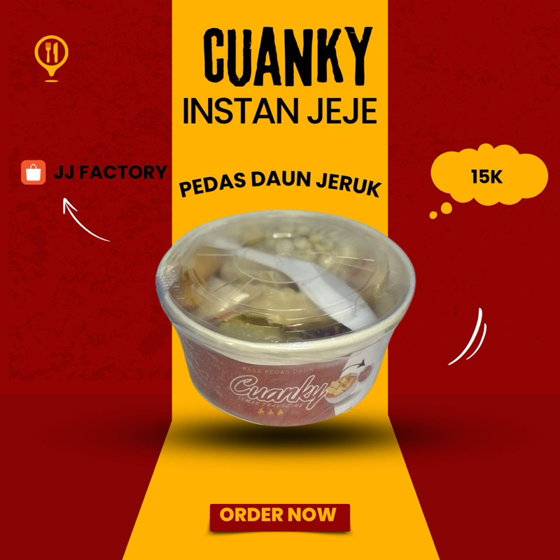 

Jeje Cuanky Instan Pedas Daun Jeruk, Cuanki, Cuanky siap saji