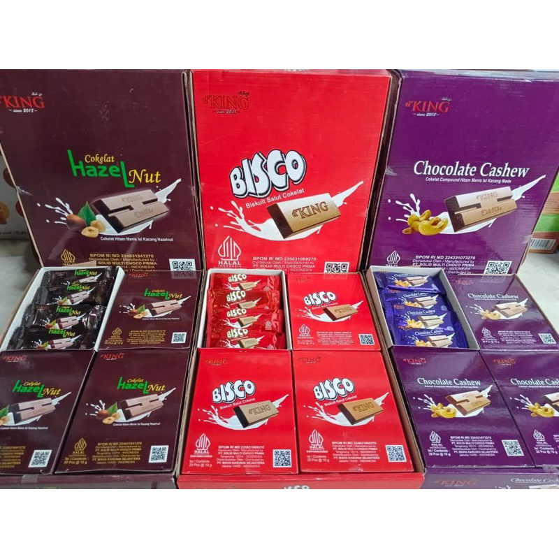 

[PACK] Cokelat dKing Murah - Coklat Biskuit Bisco - Coklat Hazelnut - Coklat Mede Cashew - Coklat Viral