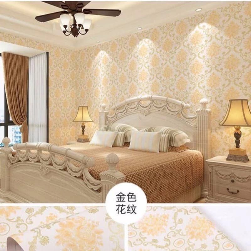 Wallpaper Dinding Aesthetic Wallpaper Dinding Motif Batik Batik Kuning Vintage Stiker Dinding Wallpa